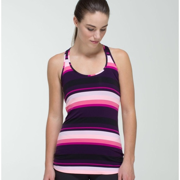 lululemon athletica Tops - LULULEMON Cool Racerback Pink & Purple Stripe Tank